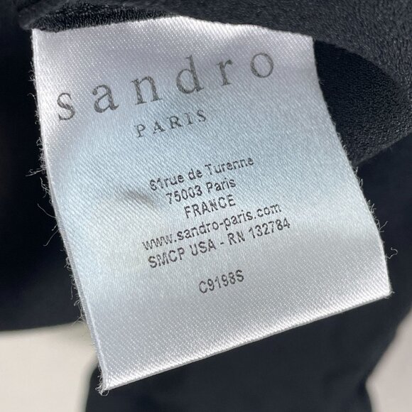 Sandro Womens Medium Black Button Up Shirt Long Sleeve Blouse Top - Picture 6 of 11